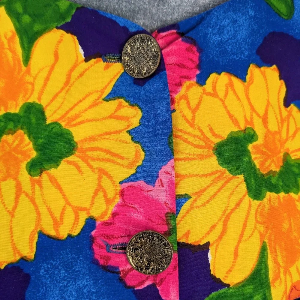 Handmade Vintage 70s Psychedelic Floral Palazzo Jumpsuit XS Mod Wide Leg